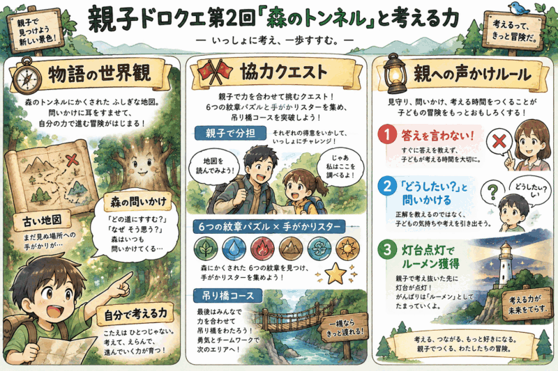 親子ドロクエ第2回「森のトンネル」と考える力