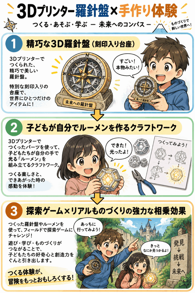 3Dプリンター羅針盤 × 手作りクラフト体験（スマホ用）