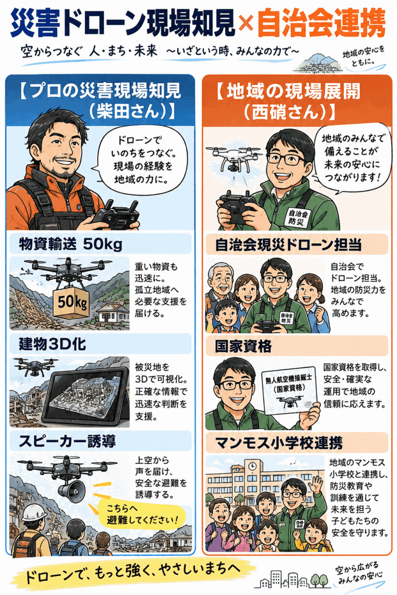 災害現場のドローン活用 × 自治会・学校連携（スマホ用）